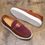 Smarte Herren-Slipper aus Leder und Segeltuch - Dario