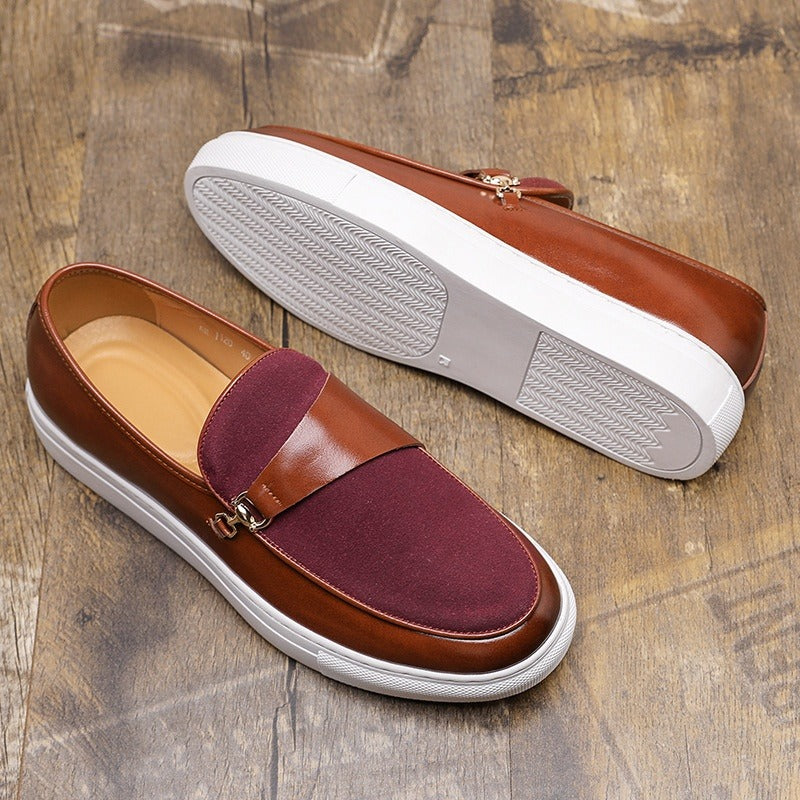 Smarte Herren-Slipper aus Leder und Segeltuch - Dario