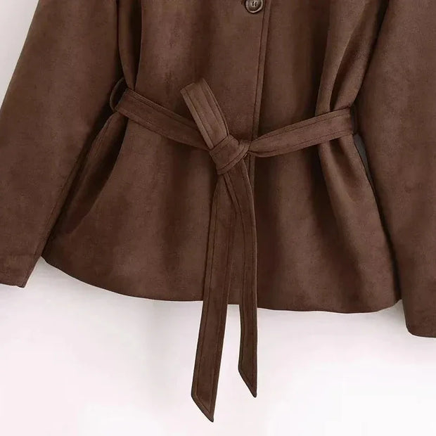 Veste en daim pour femme avec ceinture - Avelise