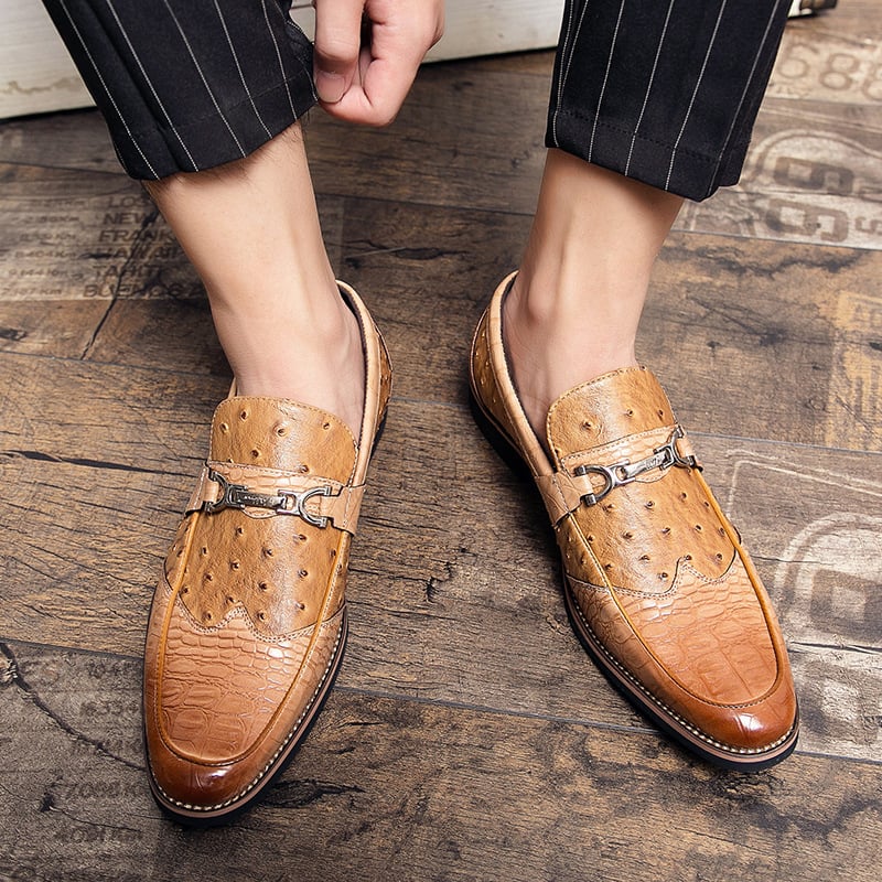 Herren Halbschuhe aus geprägtem Leder formeller Stil - Elvarn