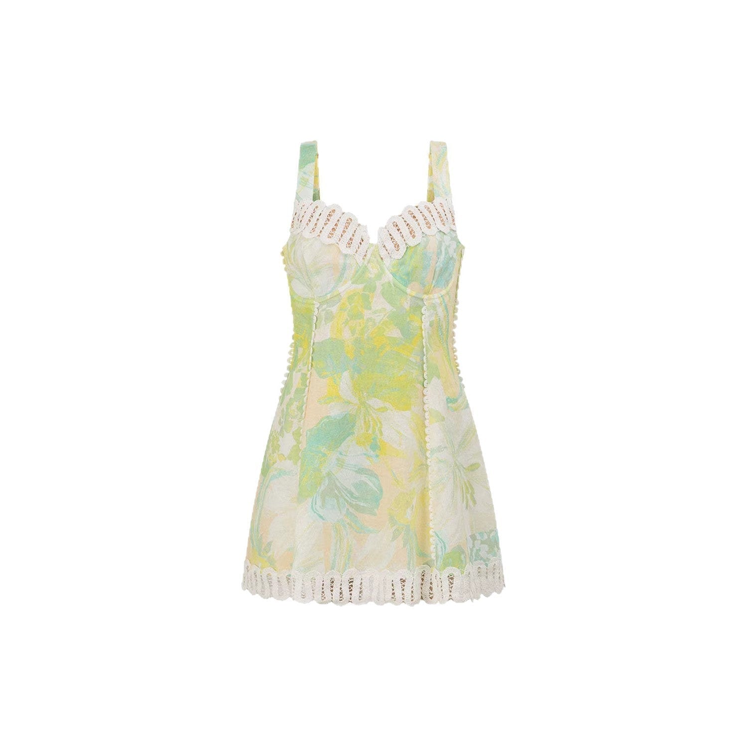 Kurzes geblümtes Sommerkleid mit Spitze für Frauen - Elfriede