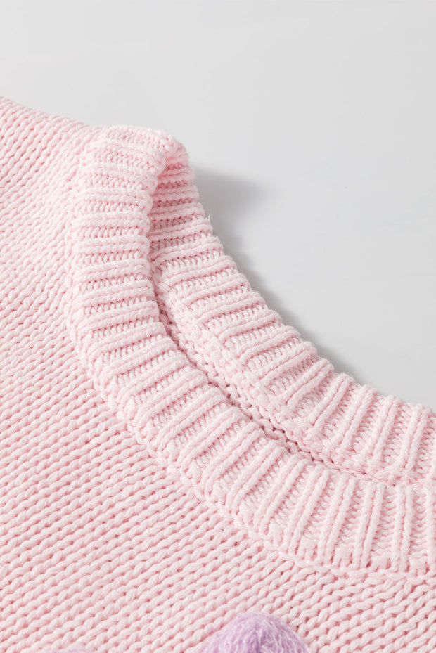 Colette - Pullover mit Blumenstickerei, Rosenblättern und -fäden