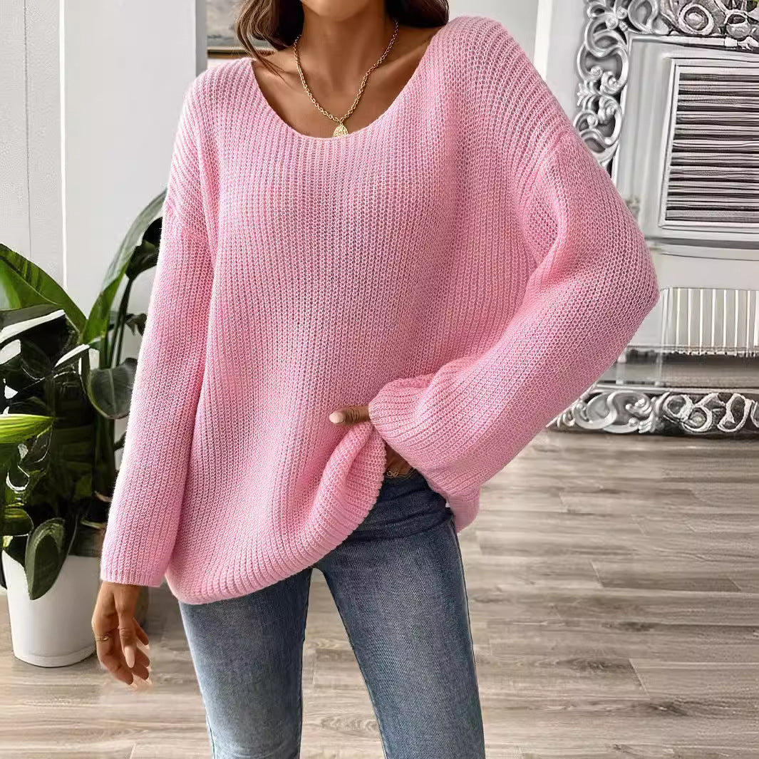 Damenstrickpullover mit weitem, fließendem Ausschnitt - Eirwen