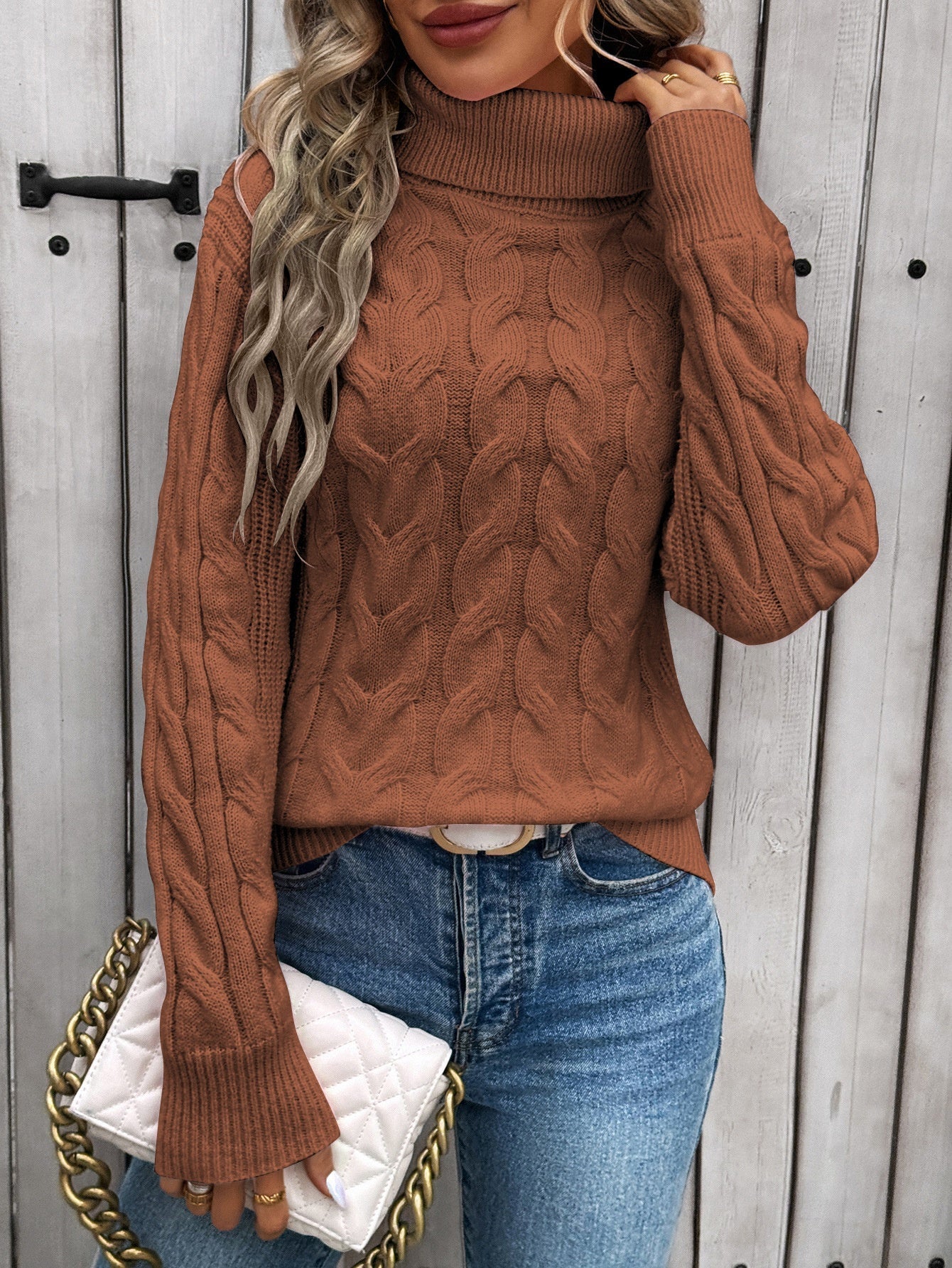 Damen-Rollkragenpullover aus Strick - Freja