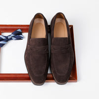 Mocassins classiques en cuir velours marron pour hommes - Lancaster