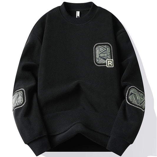 Pull homme à col rond et patchs décoratifs - Bjornik