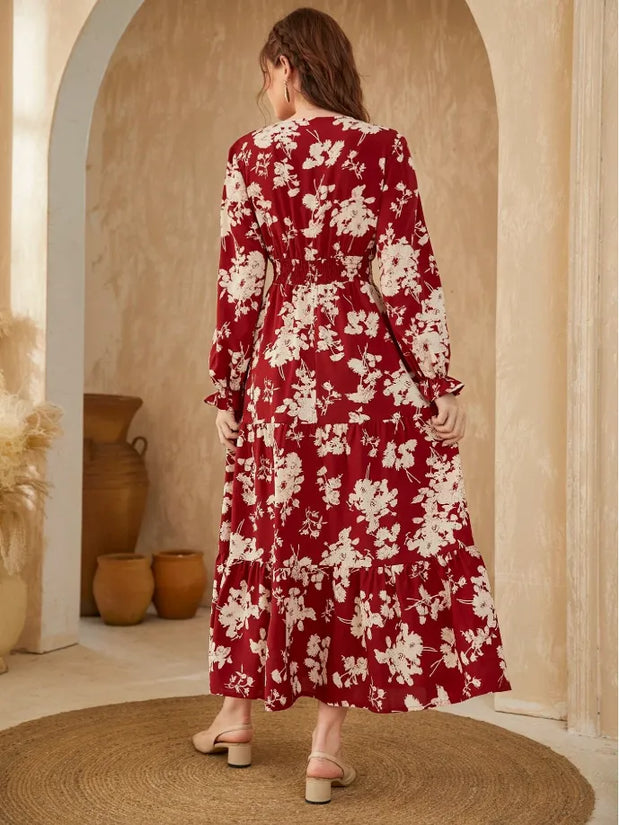 Naiara - Robe étroite à col en V et à manches longues