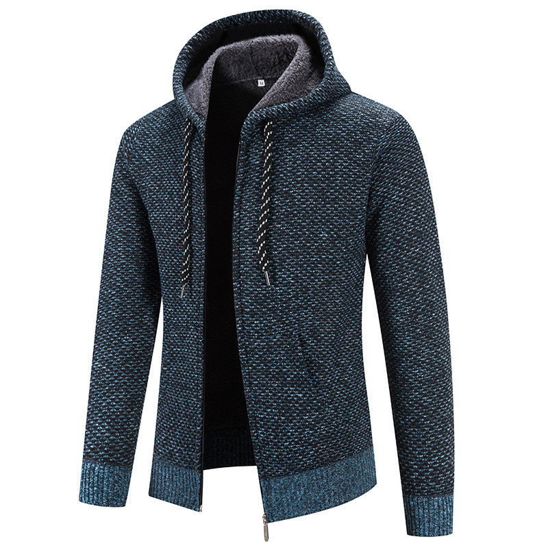 Herrenstrickjacke mit Kapuze und Innenfutter - Rynor