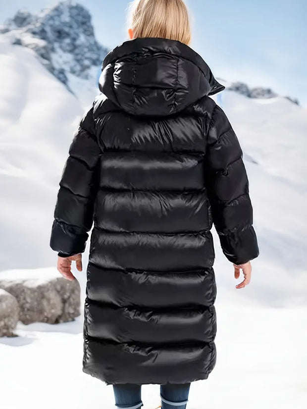 Manteau long matelassé avec capuche pour fille - Emma