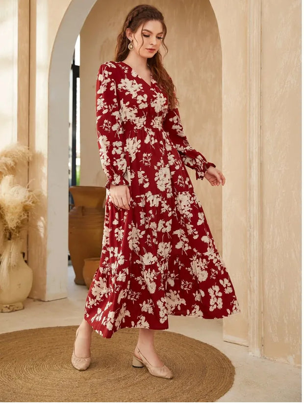 Naiara - Robe étroite à col en V et à manches longues