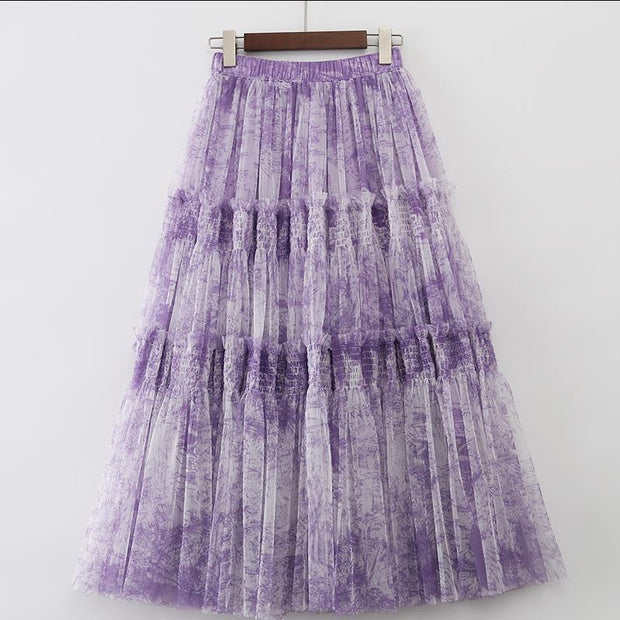 Jupe fluide imprimée pour femmes avec taille élastiquée et coupe large - Sabrina