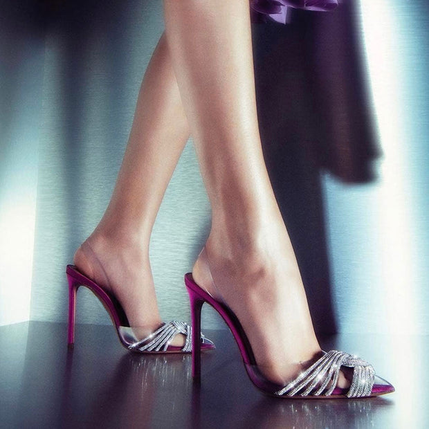 Scarlett - Escarpins à talons hauts avec strass et bout pointu