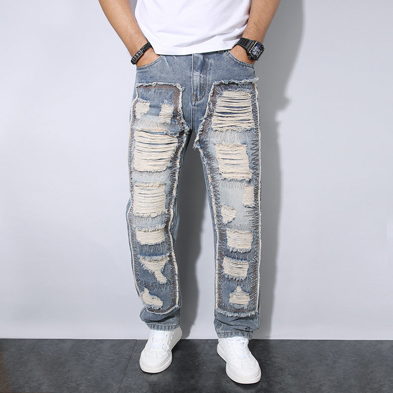 Gerade Herrenjeans mit Rissen - Soren