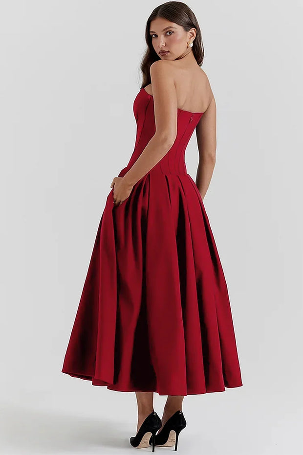 Dariana - Deep V-neck strapless dress