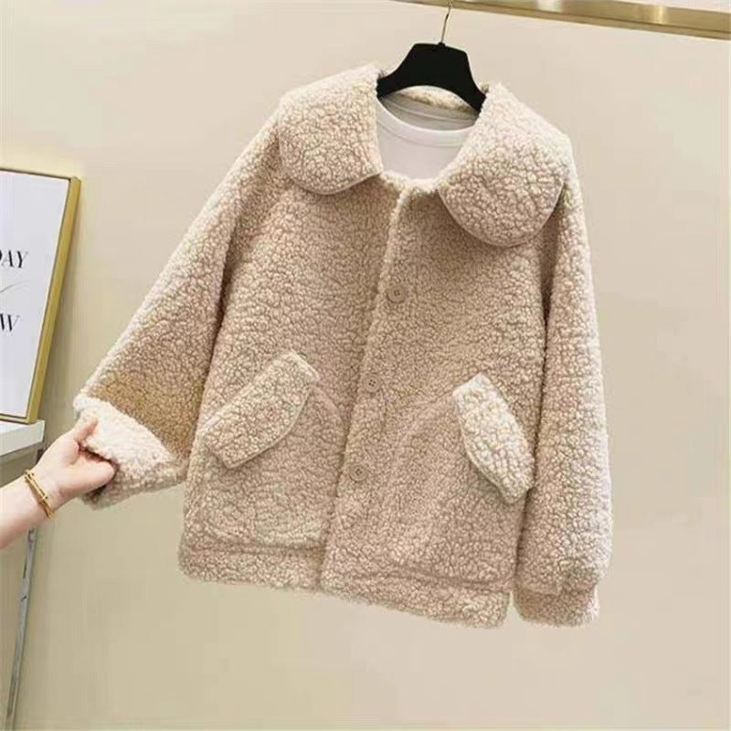 Damenmantel mit Fleece-Effekt im entspannten Winterstil - Mimiko