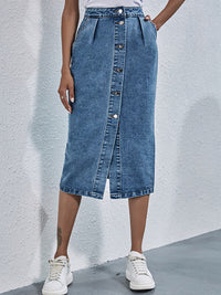 Kiara - Jupe longue en denim avec boutons