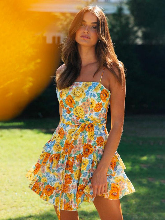 Meret Mini-robe de slip imprimée avec ceinture