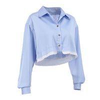Jane - Chemise Croppée Déstructurée à Boutons Effet Délavé