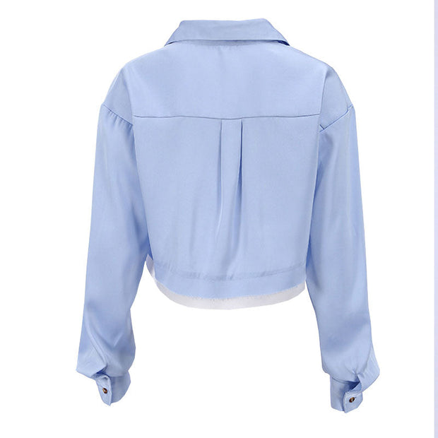 Jane - Chemise Croppée Déstructurée à Boutons Effet Délavé