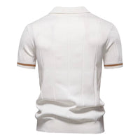 Herren sportliches Poloshirt kurzarm Reißverschluss weiß elegant - Leandro