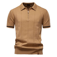Herren sportliches Poloshirt kurzarm Reißverschluss weiß elegant - Leandro