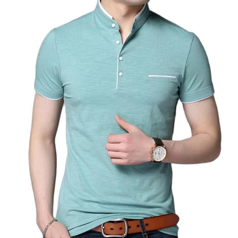 Herren-Poloshirt mit kontrastierenden Knöpfen in elegantem Schwarz - Dante