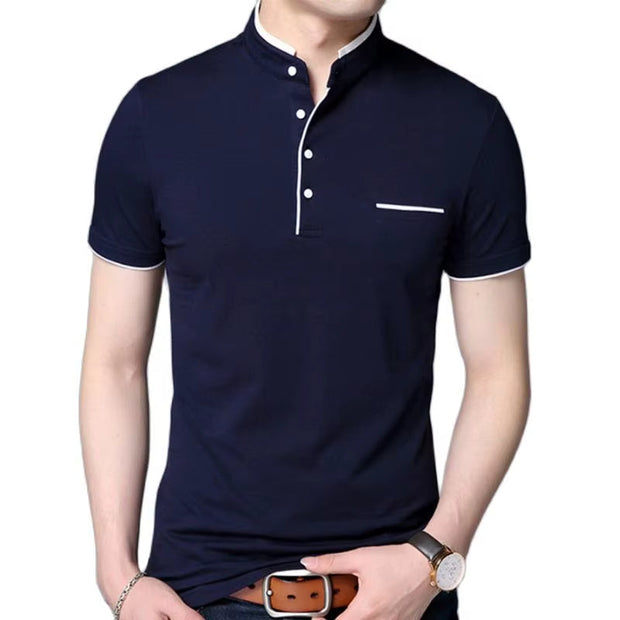 Herren-Poloshirt mit kontrastierenden Knöpfen in elegantem Schwarz - Dante