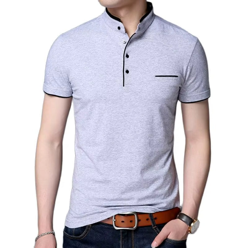 Herren-Poloshirt mit kontrastierenden Knöpfen in elegantem Schwarz - Dante