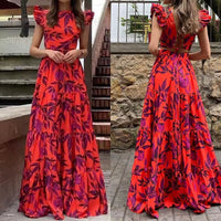 Robe longue femme à imprimé floral et dos ouvert - Mariluz