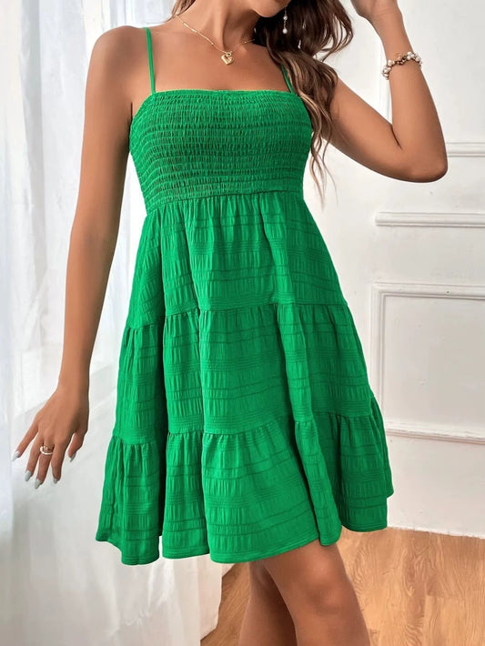 Robe courte sans manches avec volant vibrant - Melania