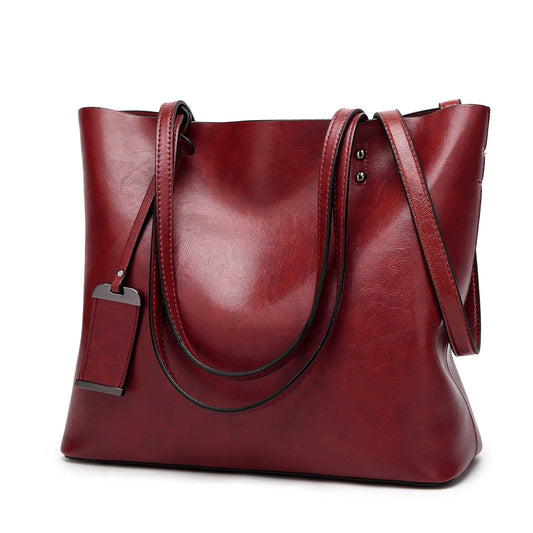 Sac à bandoulière rétro pour femme en cuir lisse bordeaux - Elea