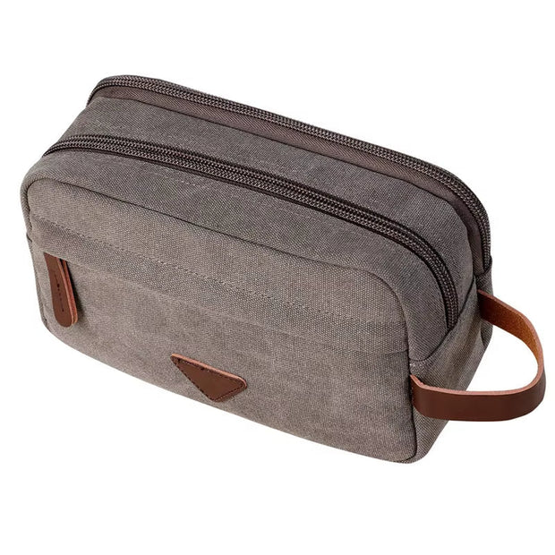 Trousse de toilette unisexe en toile imperméable à double compartiment - Bruno