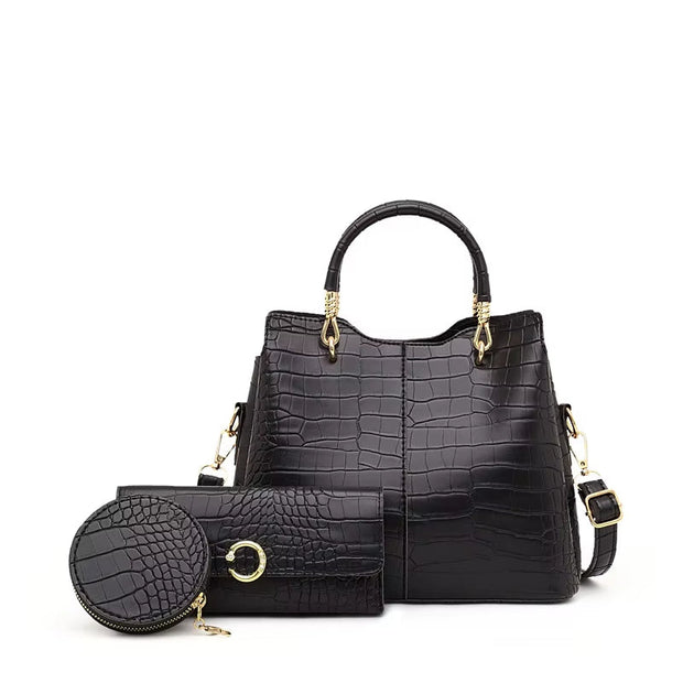Sac à main femme design crocodile 3 pièces - Valentina