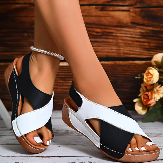 Sandales en cuir synthétique à brides croisées pour femme - Lía