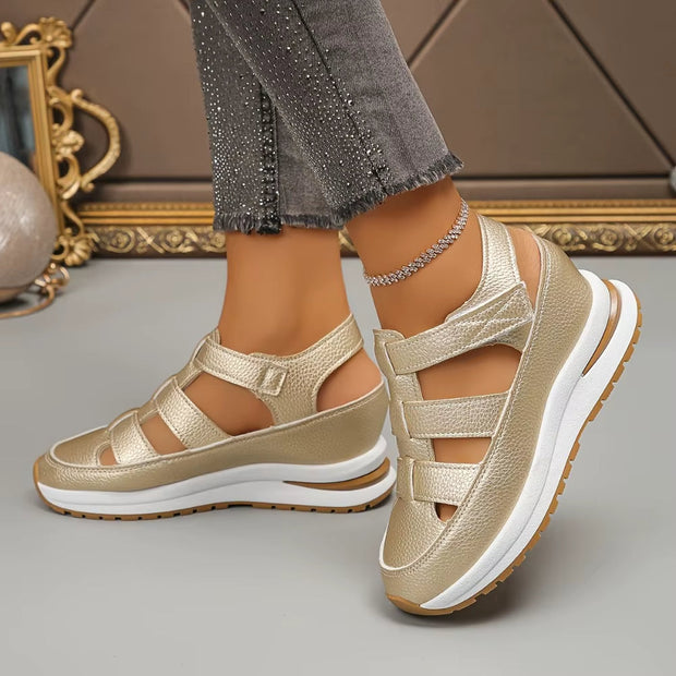 Sandales à plateforme en cuir synthétique rembourré pour femmes - Julieta