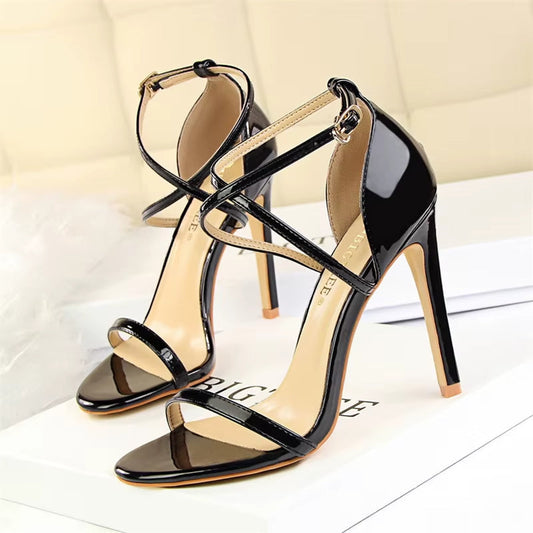 Sandales croisées à talons brillants pour femmes - Miranda
