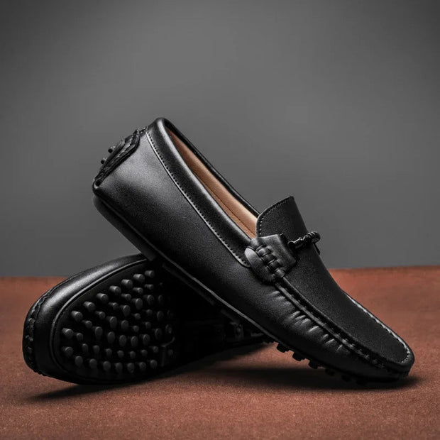 Mocassins en cuir respirant pour hommes style sportif noir - Veron