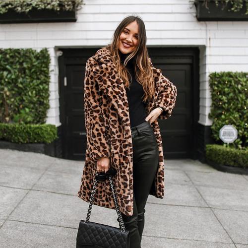 Manteau en fausse fourrure léopard