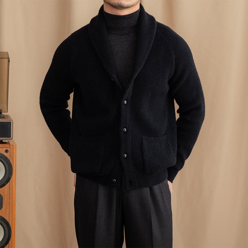 Elegante Herrenstrickjacke mit klassischem Revers - Davide