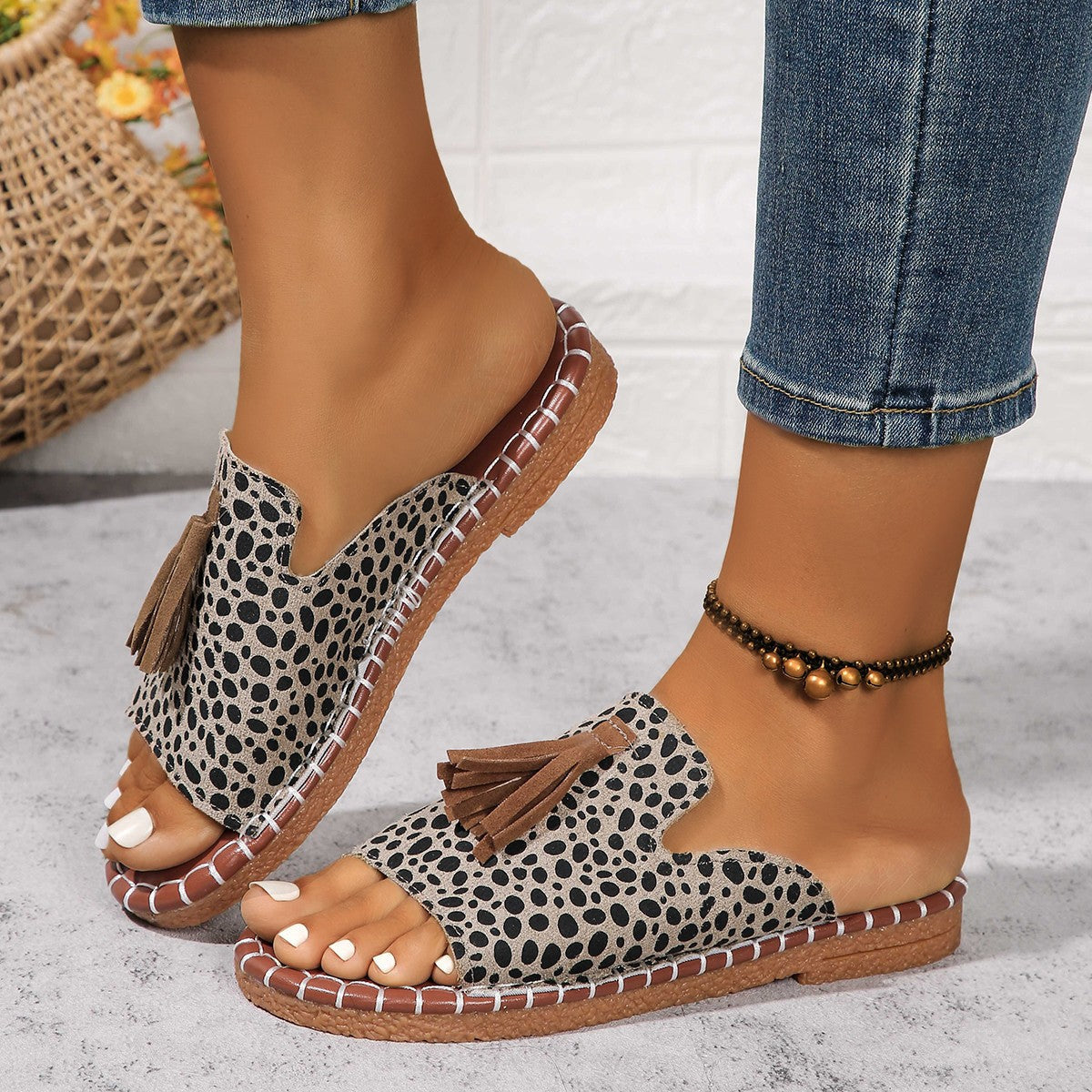 Flache Damensandalen mit Quaste - Annelie