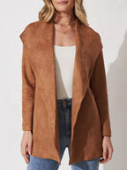 Weiche Wildlederjacke mit breitem Kragen - Celinne