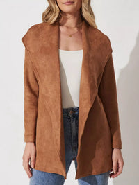 Veste en daim souple à col large - Celinne