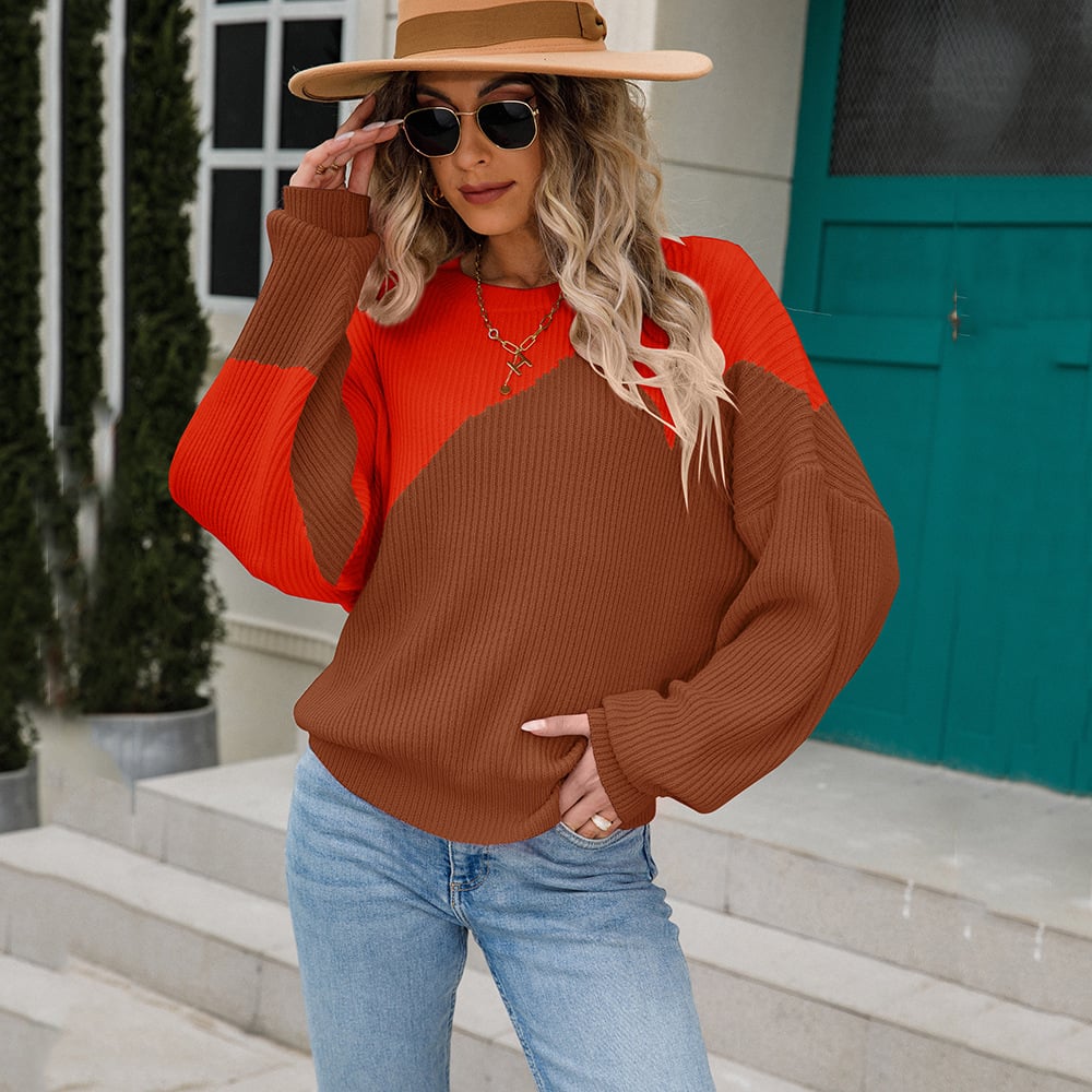 Zweifarbiger Damen-Strickpullover - Alvéra