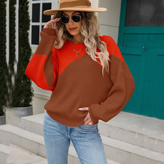 Zweifarbiger Damen-Strickpullover - Alvéra
