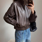 Damen Lederjacke Frontreißverschluss zeitlos elegant - Elvira