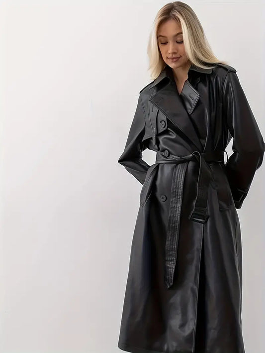 Trench-coat en cuir avec ceinture - Hayle