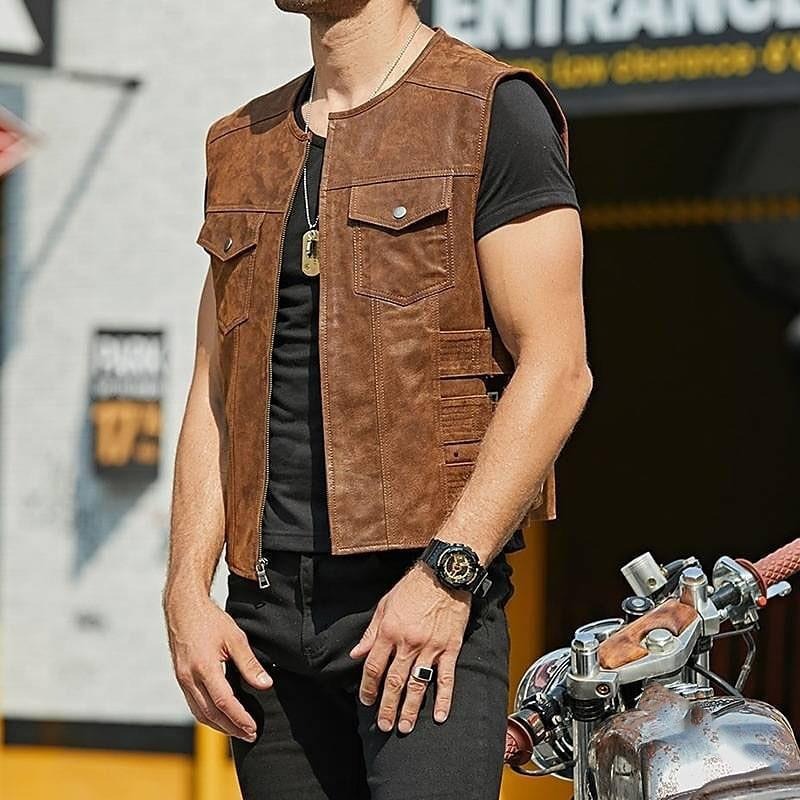 Herrenweste aus Kunstleder im Bikerstil - Ernesto
