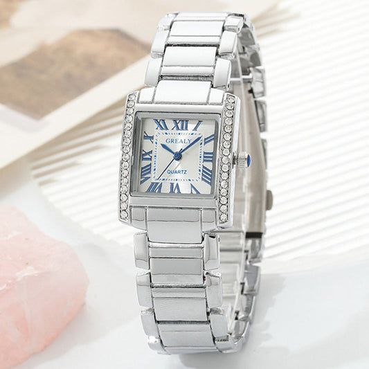 Montre rectangulaire pour femmes avec chiffres romains