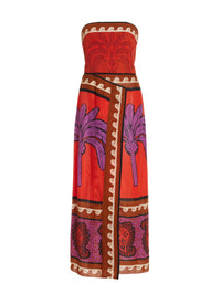 Lina - Robe midi unique à motifs de palmiers