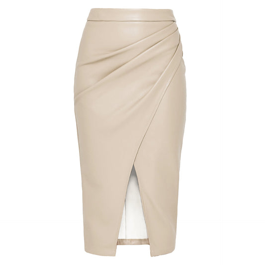 Robe midi en cuir avec drapé latéral - Reese